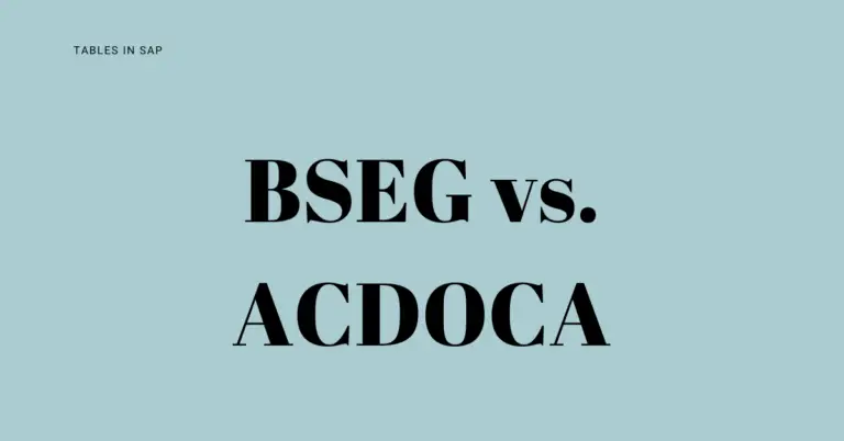 BSEG vs. ACDOCA