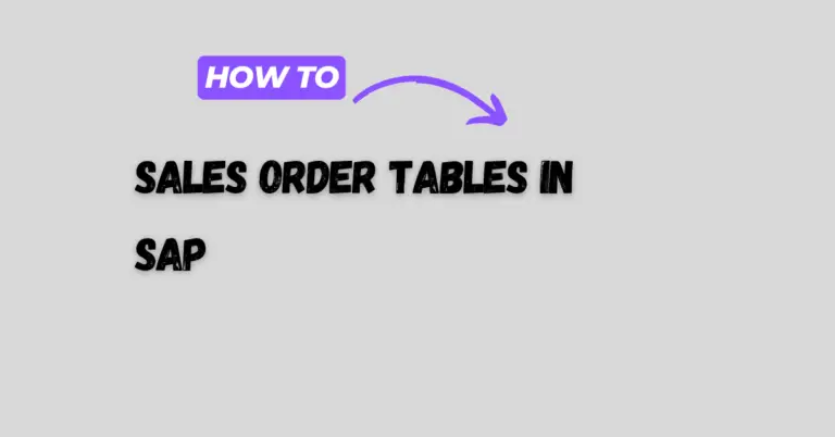 Sales Order Tables in SAP