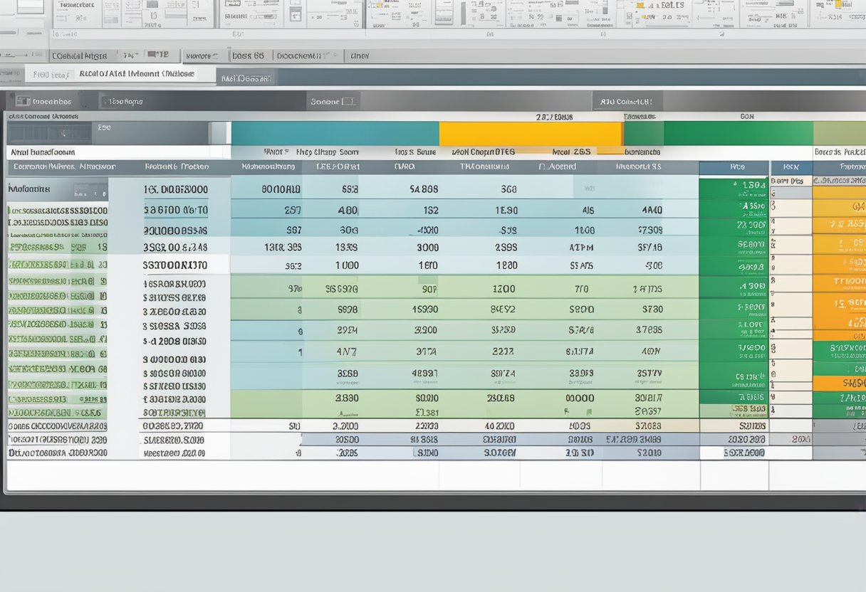 A table with columns for invoice numbers, dates, amounts, and tax details, displayed on a computer screen with the SAP interface