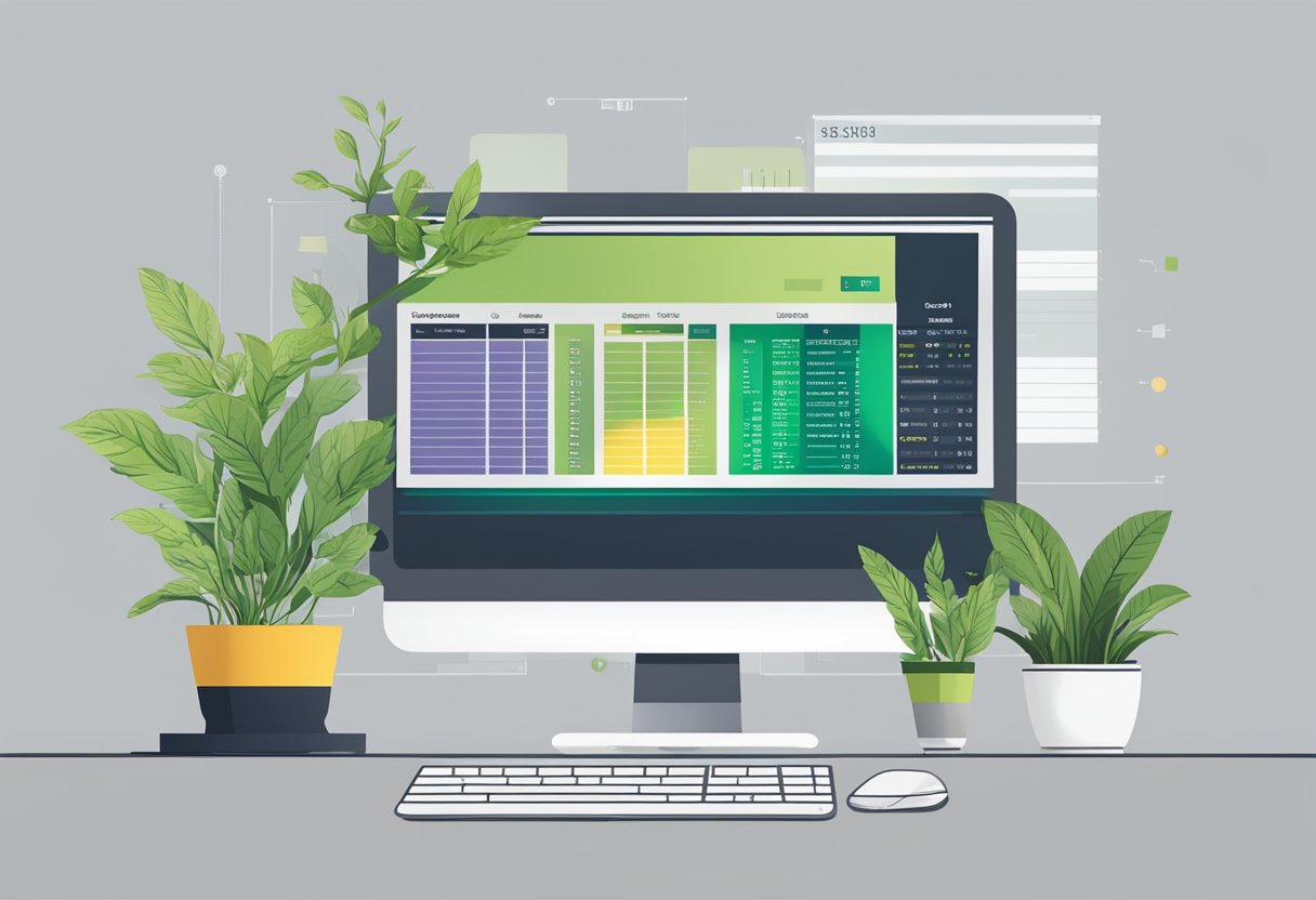 A computer screen displays a table with plant and company codes in SAP