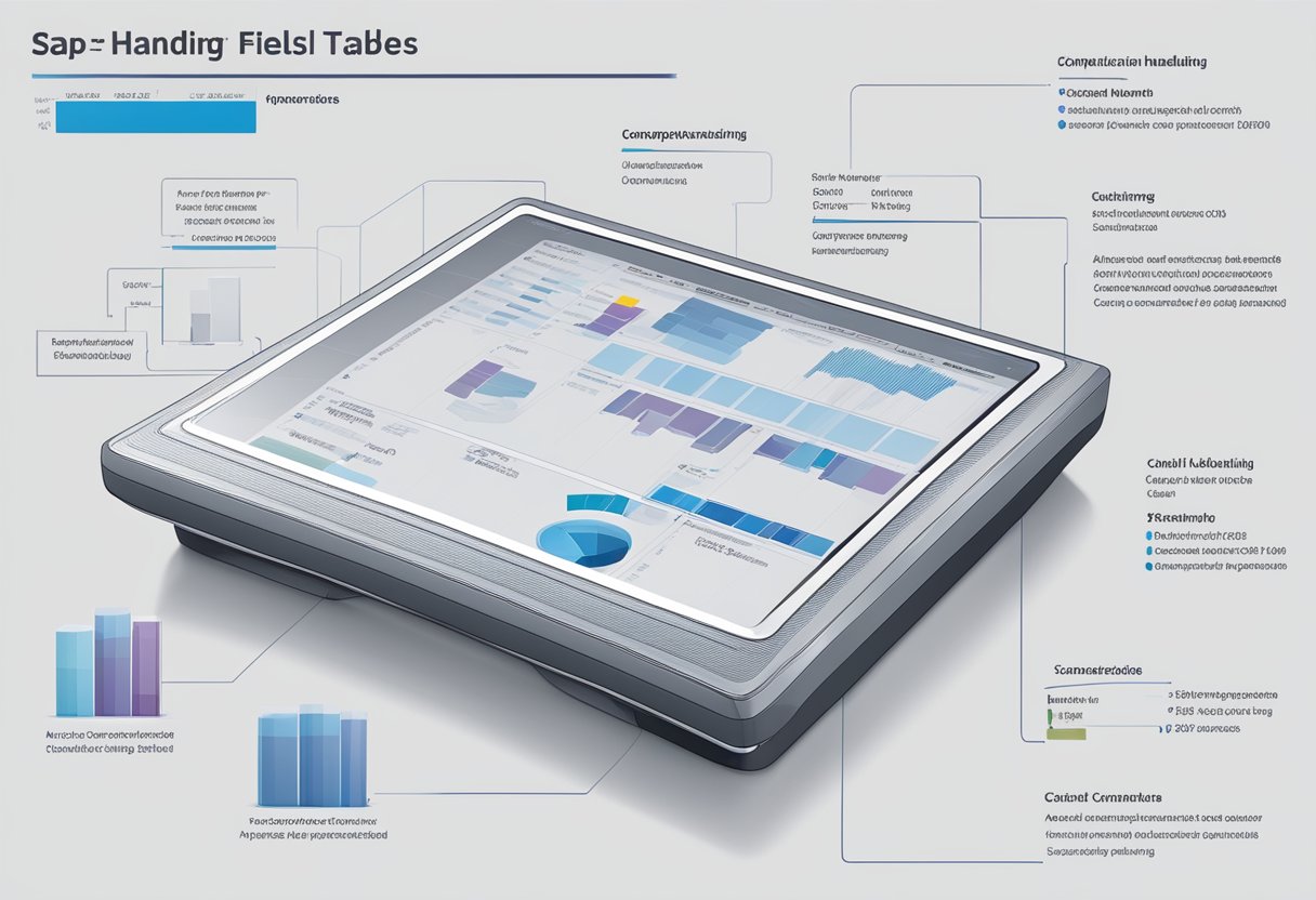 A computer screen displaying the handling unit table in SAP with various data fields and information