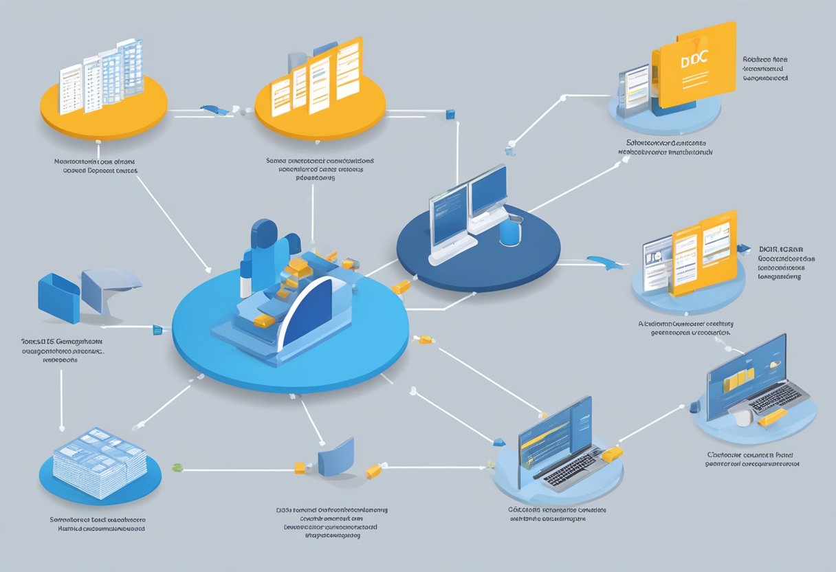 IDoc tables in SAP system, with data exchange process depicted