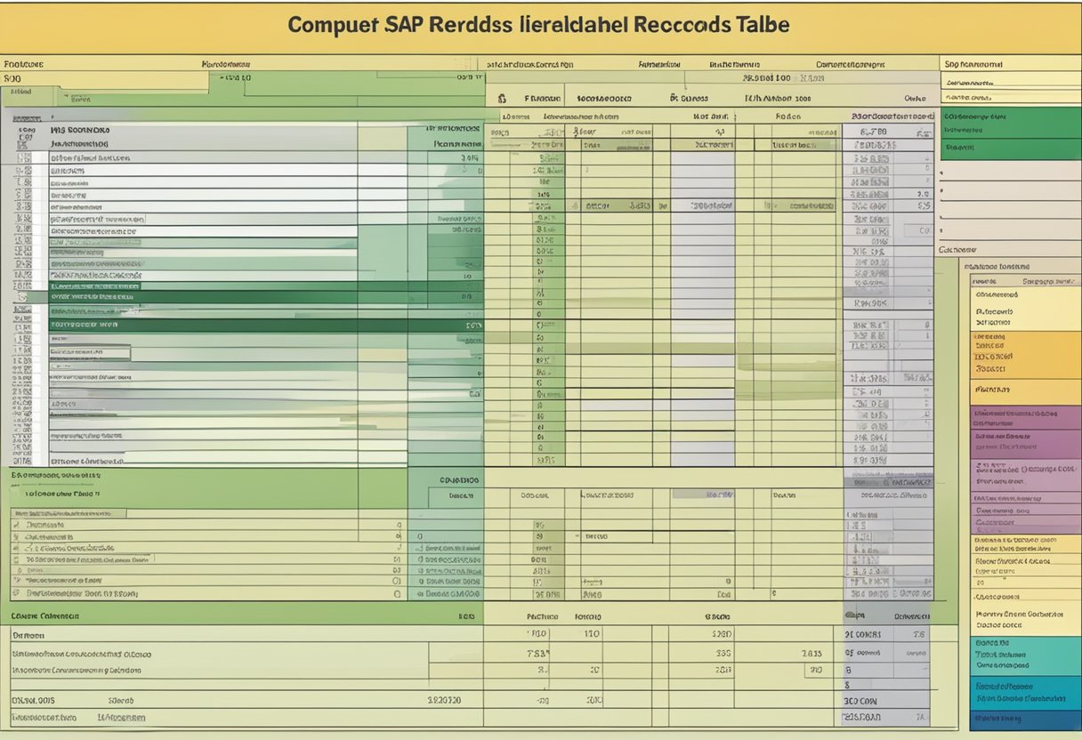 A computer screen displaying a detailed info record table in SAP with multiple columns and rows