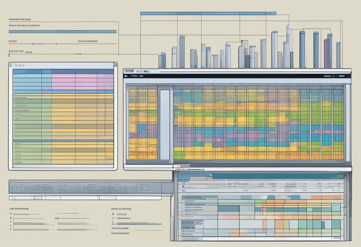 A computer screen displays a table with columns and rows of data, representing the integration of SAP modules in an info record table